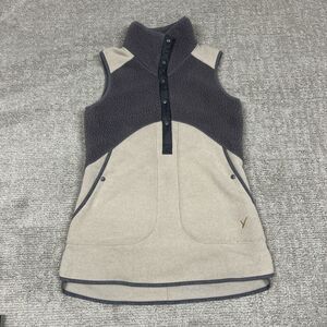 Indyeva Tunic Vest Women's Small Beige Purple Fleece Pockets Polartec Mezcla